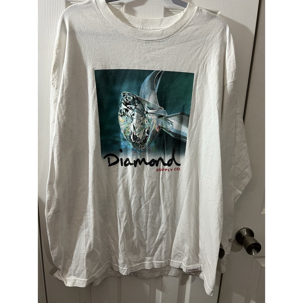 Diamond Supply Co Shirt Mens 2X Big Print Short Sleeve Cotton Long Sleeve
